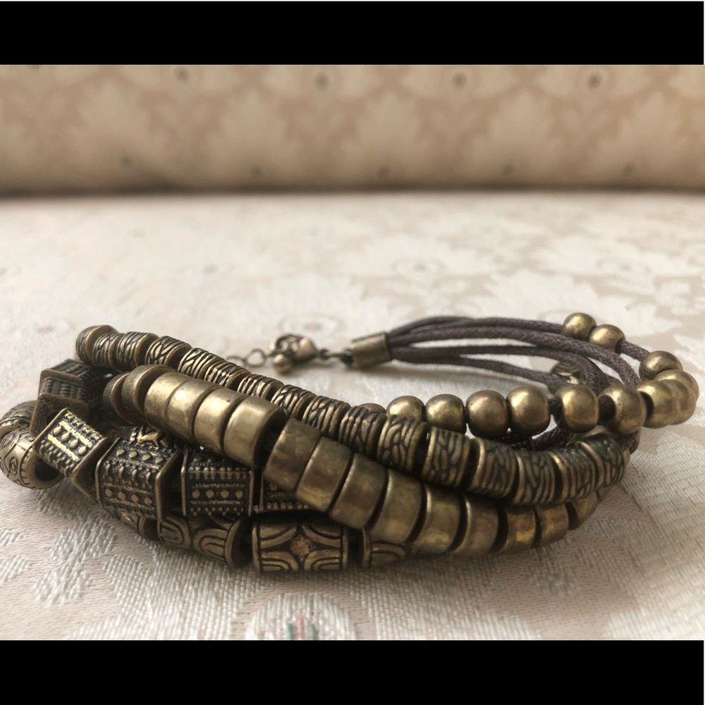 Brown and Gold Layered Bracelet